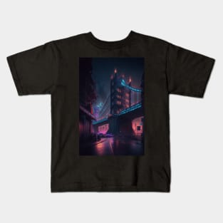 Tower Bridge Cyberpunk style Kids T-Shirt